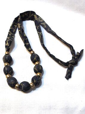 Unusual, Unique ~~~ 15" Fabric Necklac / Fabric Beads ~~~
